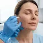Mini Facelift Vs. S-Lift: What'S The Difference? 1 Plastic surgeon drawing surgical guidelines on a woman's jawline during a pre-op consultation.